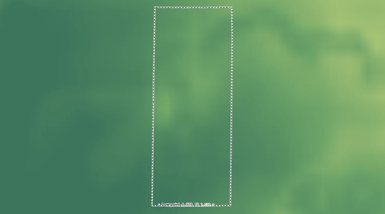 Topographic elevation map of Alturas Indian Rancheria, California, shaded from 4,370 ft on the south side to 4,370 ft on the north side