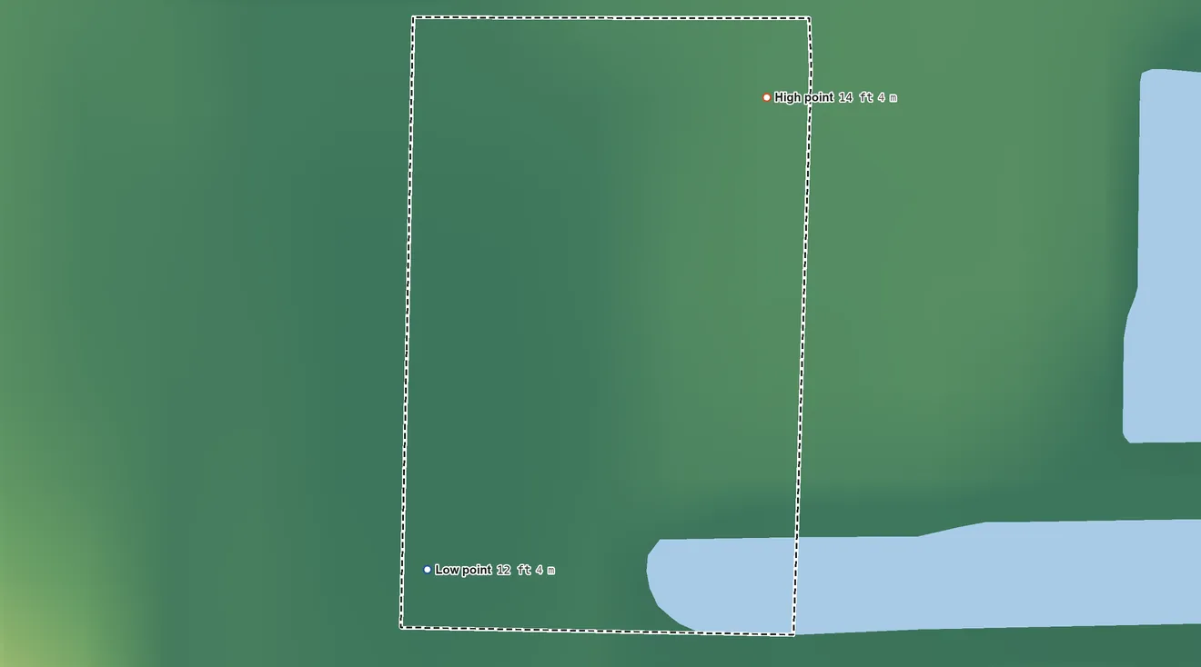 Topographic elevation map of Coconut Creek Trust Land, Florida, shaded from 12 ft on the southwest side to 14 ft on the northeast side
