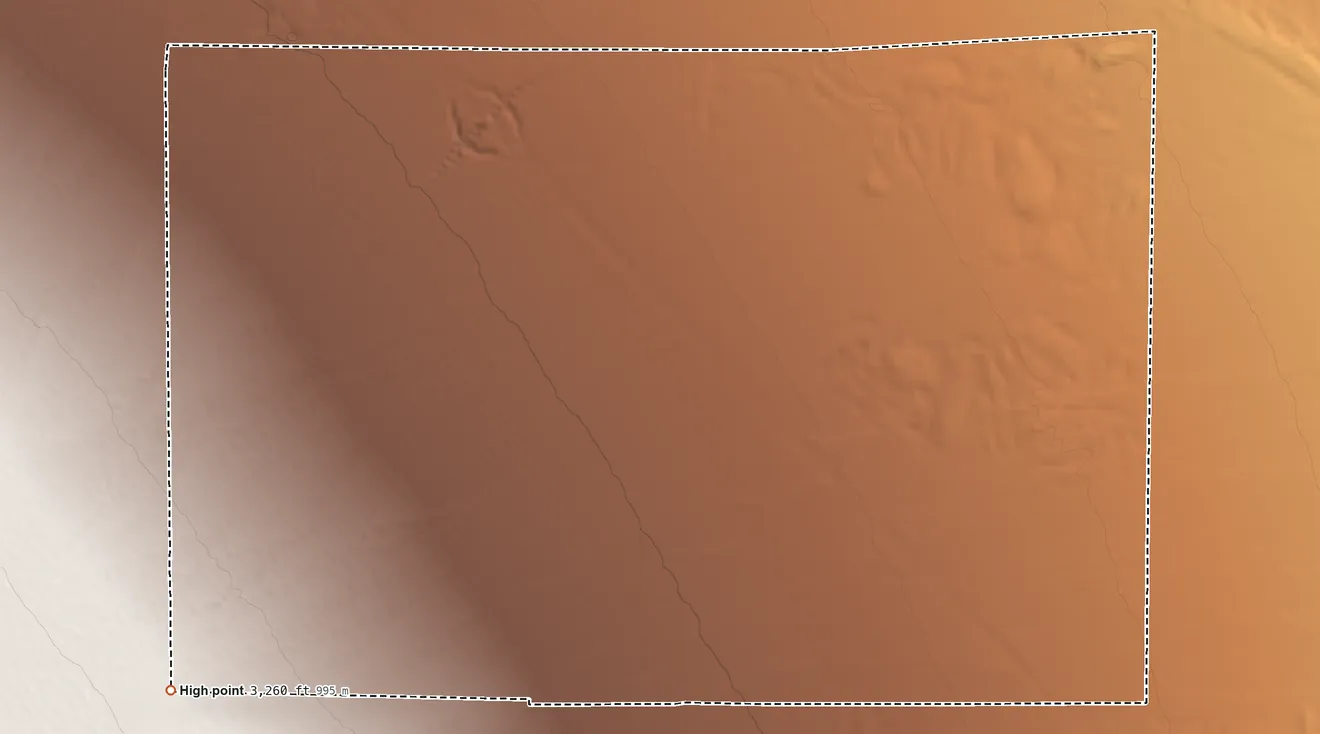Topographic elevation map of Las Vegas Indian Colony, Nevada, shaded from 1,930 ft on the southeast side to 3,260 ft on the southwest side