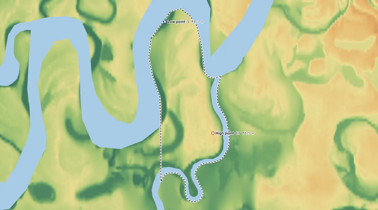Topographic elevation map of Mary's Igloo ANVSA, Alaska, shaded from 3 ft on the north side to 17 ft on the southeast side