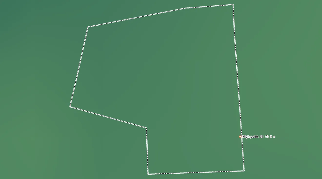 Topographic elevation map of Seminole (FL) Trust Land, Florida, shaded from 13 ft on the northwest side to 15 ft on the southeast side