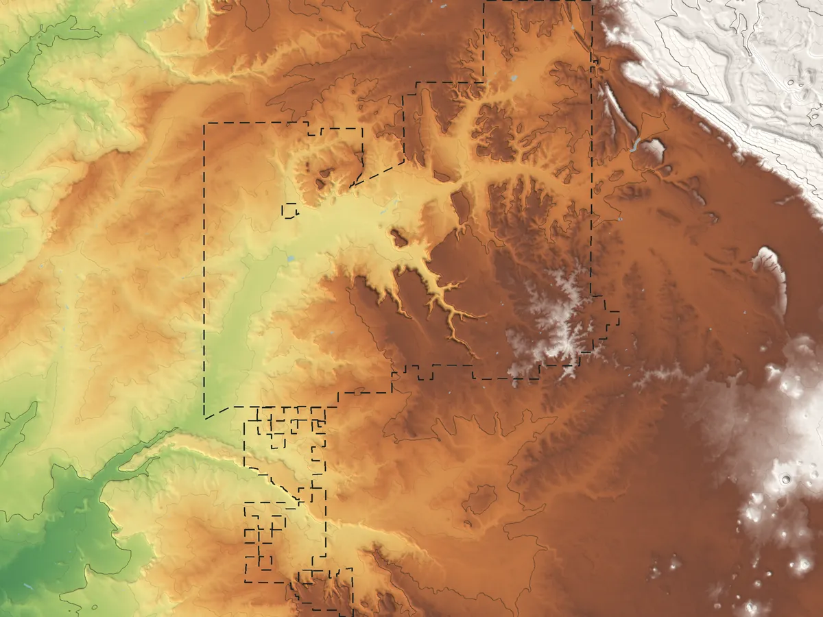 Topographic map of Zuni Reservation, New Mexico