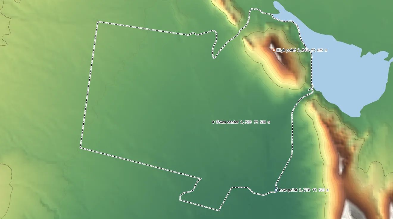 Topographic elevation map of Ali Chuk, Arizona, shaded from 1,710 ft on the southeast side to 2,040 ft at the foot of the Sierra de la Nariz