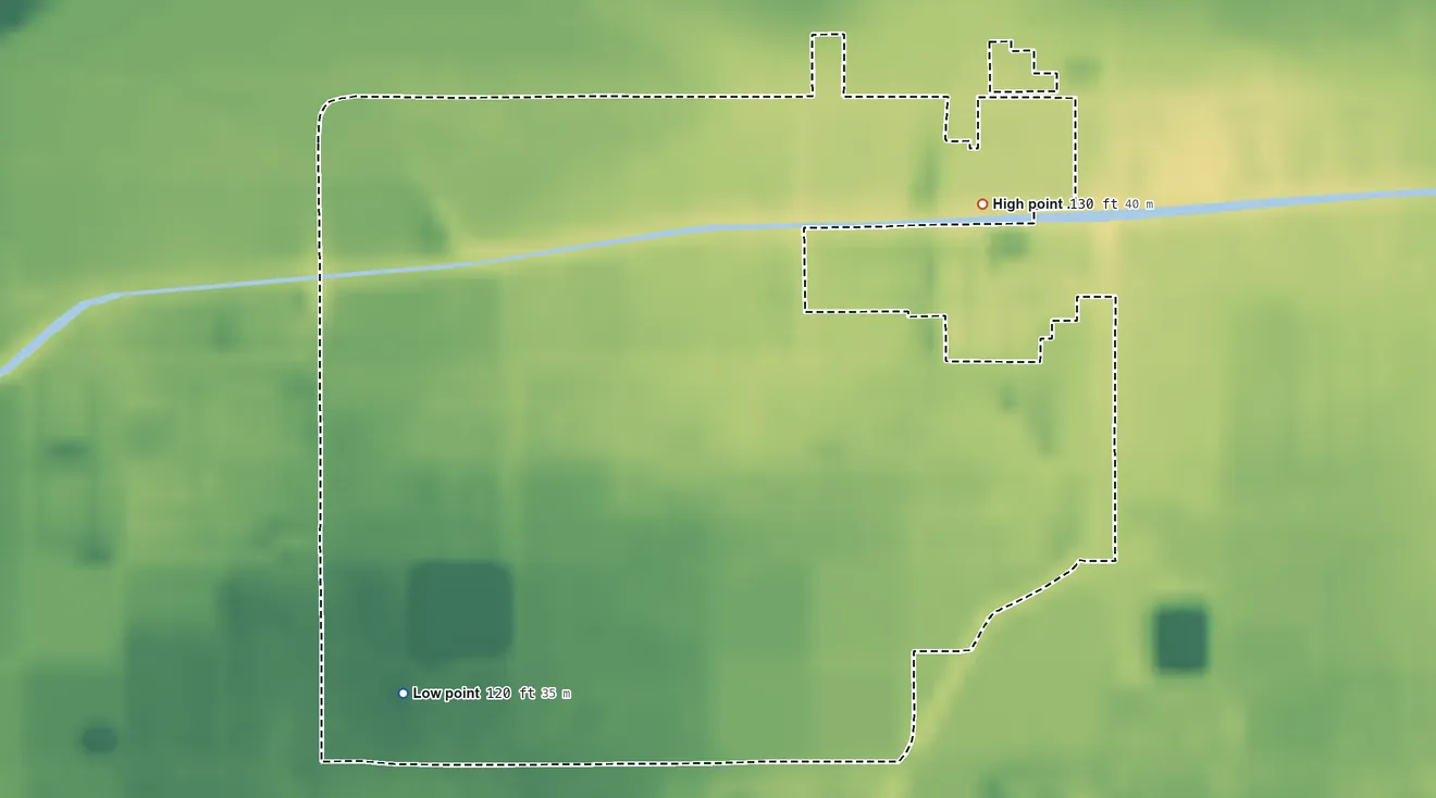 Topographic elevation map of Avenue B and C, Arizona, shaded from 120 ft on the southwest side to 130 ft on the northeast side