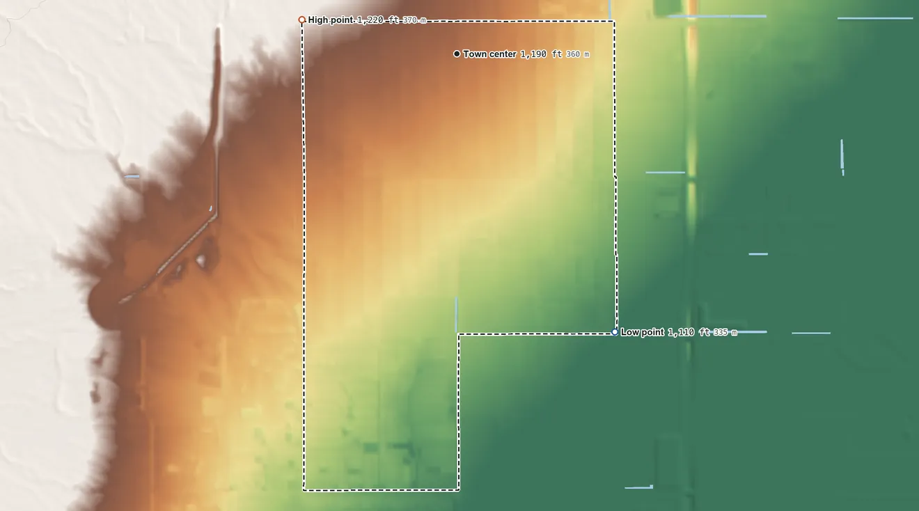 Topographic elevation map of Citrus Park, Arizona, shaded from 1,110 ft on the southeast side to 1,220 ft on the west side