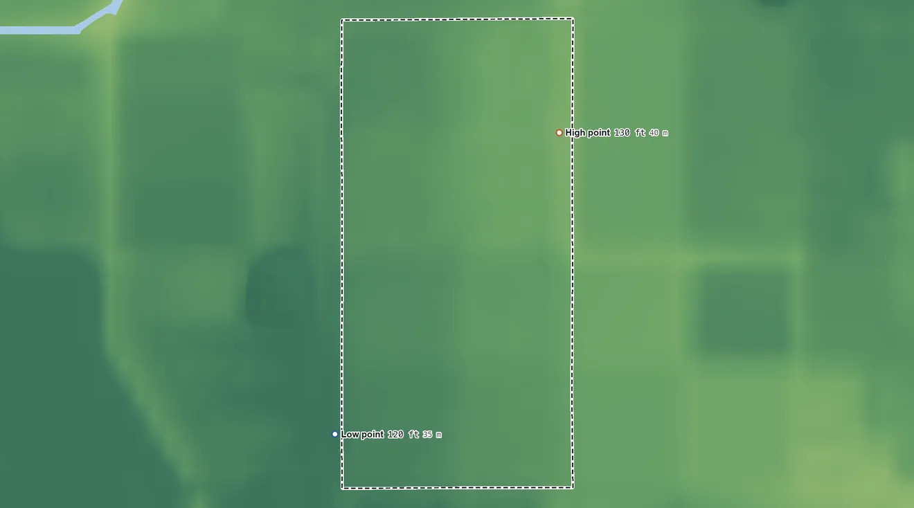 Topographic elevation map of Donovan Estates, Arizona, shaded from 120 ft on the southwest side to 130 ft on the northeast side