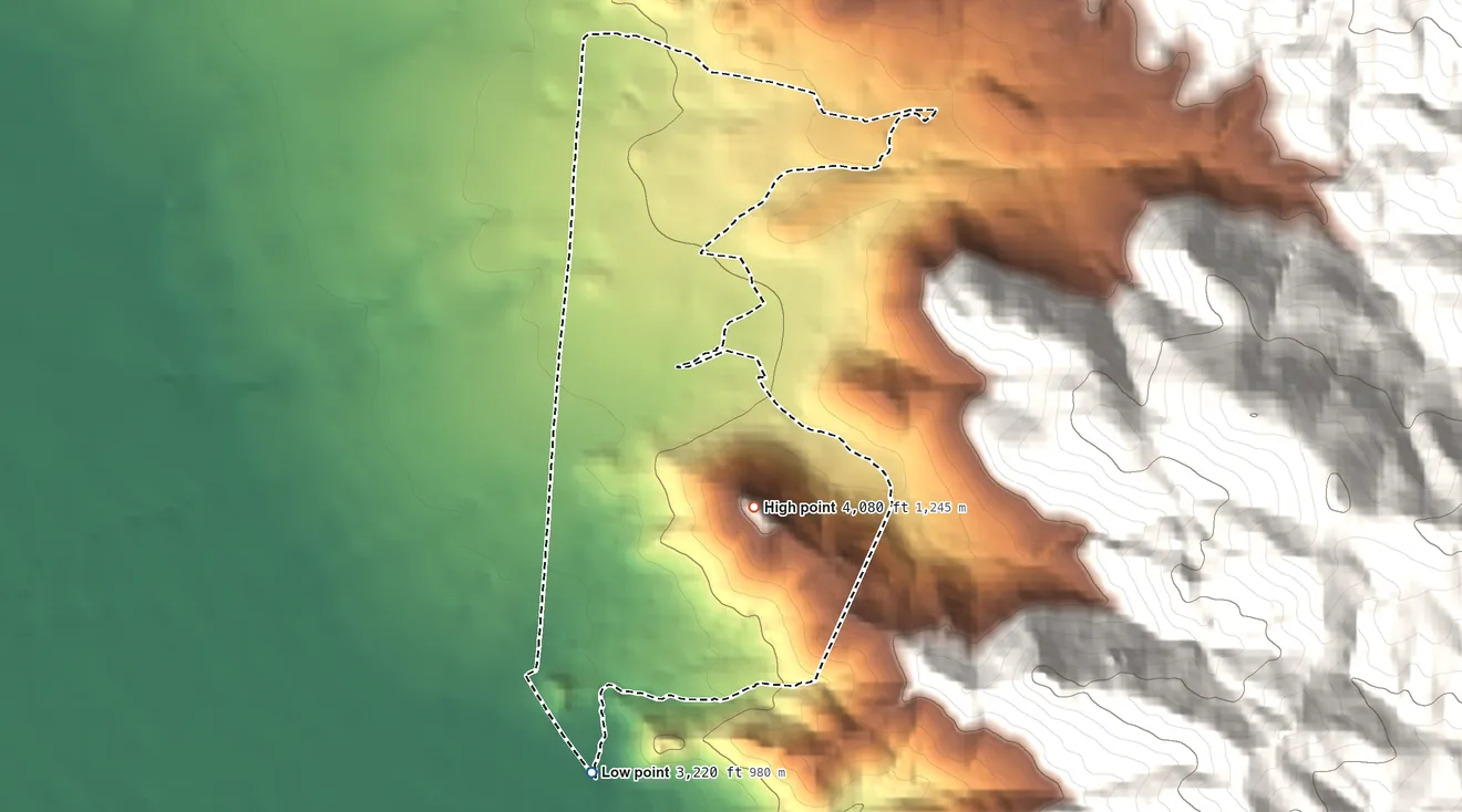 Topographic elevation map of So-Hi, Arizona, shaded from 3,220 ft on the south side to 4,080 ft on the southeast edge, below higher ground just outside