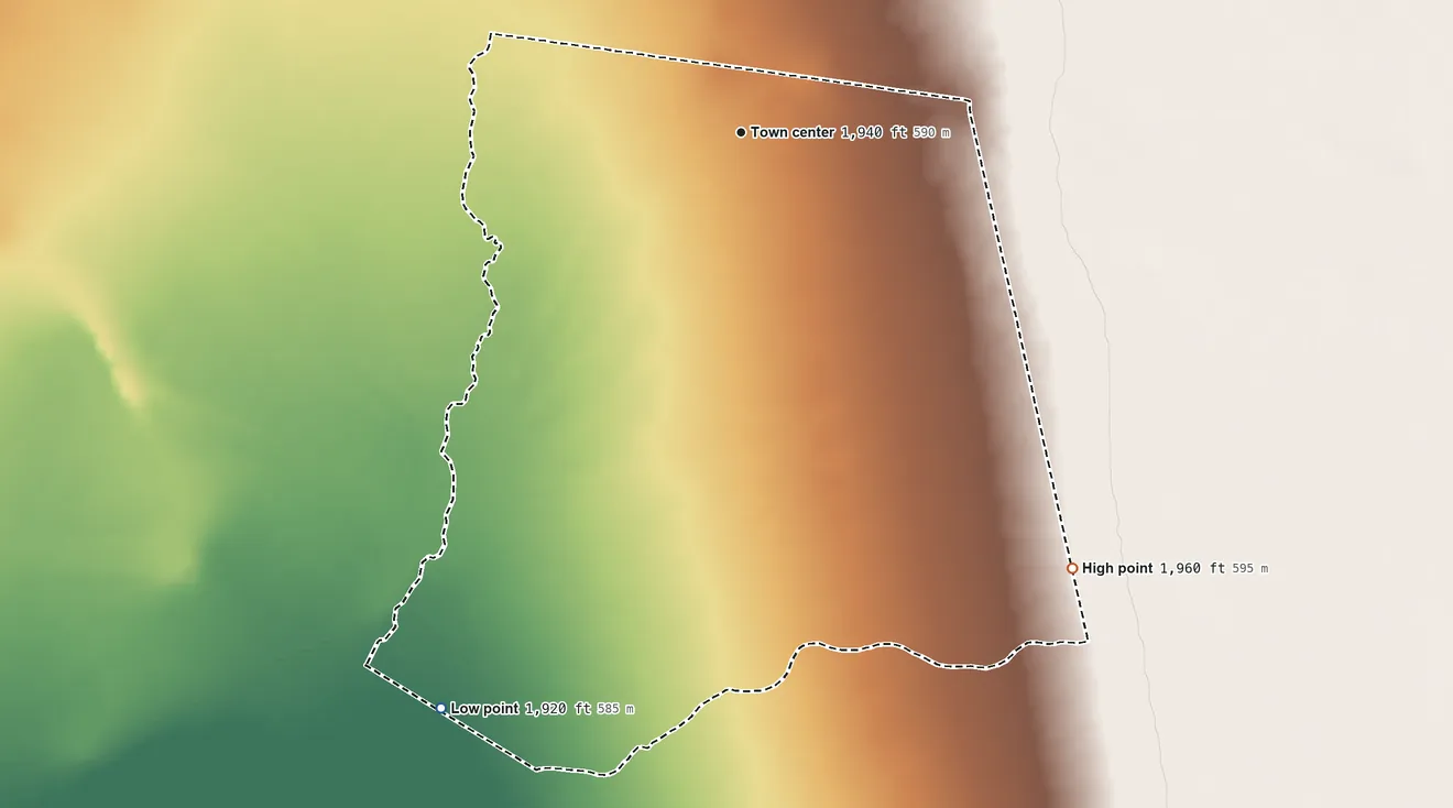 Topographic elevation map of Wahak Hotrontk, Arizona, shaded from 1,920 ft on the southwest side to 1,960 ft on the southeast side