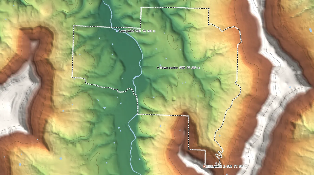 Topographic elevation map of Mount Judea, Arkansas, shaded from 790 ft on the northwest side to 1,810 ft on the southeast edge, below higher ground just outside
