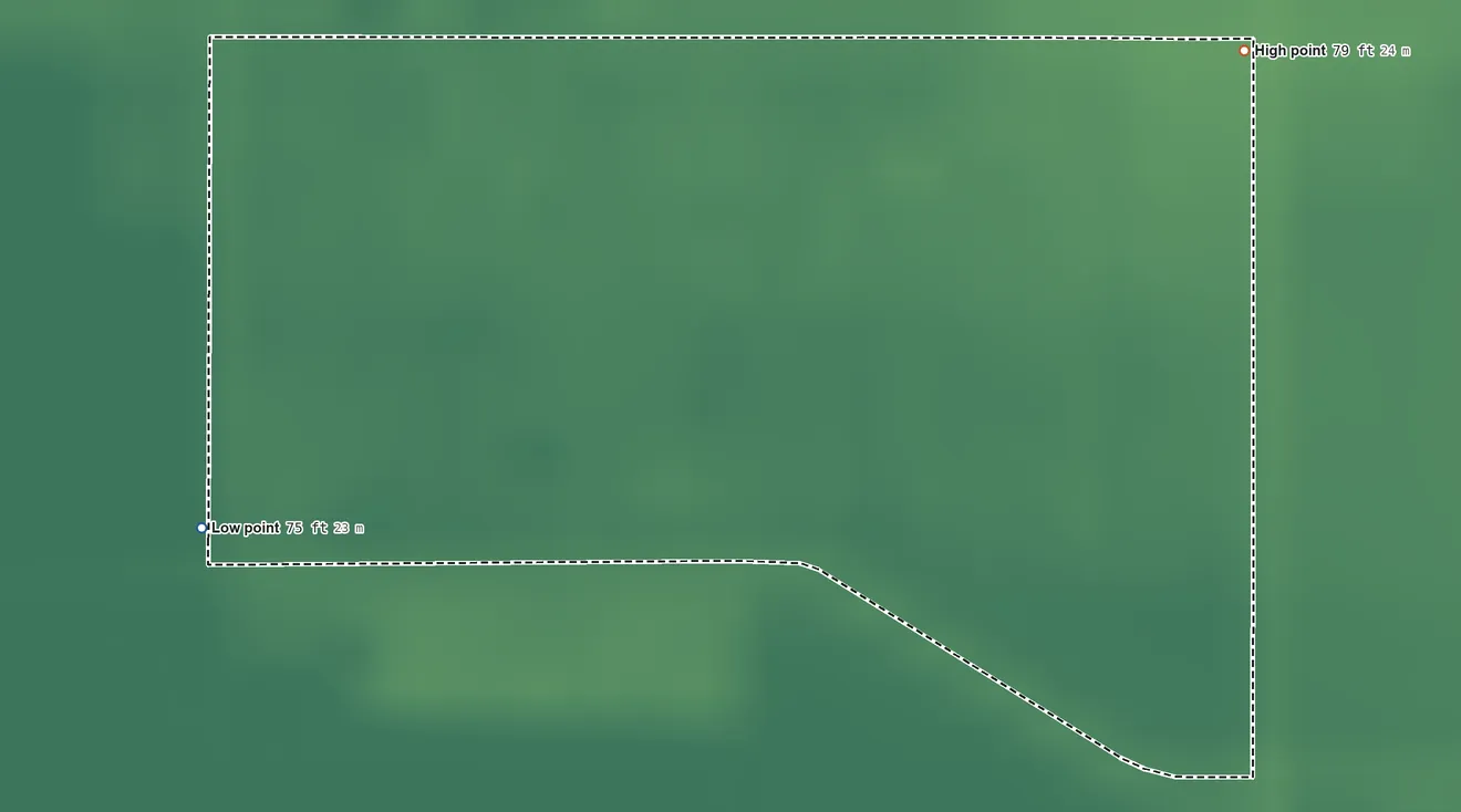 Topographic elevation map of Cowan, California, shaded from 75 ft on the west side to 79 ft on the northeast side