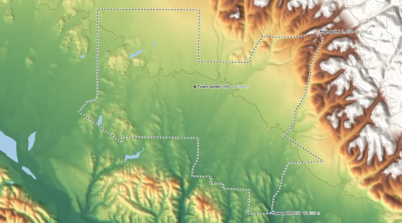 Topographic elevation map of Lockwood, Monterey County, California, shaded from 850 ft on the southeast side to 1,470 ft on the northeast edge, below higher ground just outside