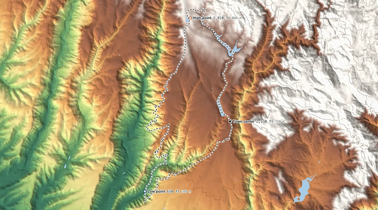 Topographic elevation map of Magalia, California, shaded from 650 ft on the southwest side to 2,810 ft on the north edge, below higher ground just outside