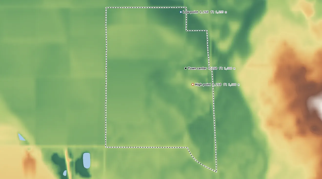 Topographic elevation map of Mount Hebron, California, shaded from 4,260 ft on the north side to 4,260 ft near the middle