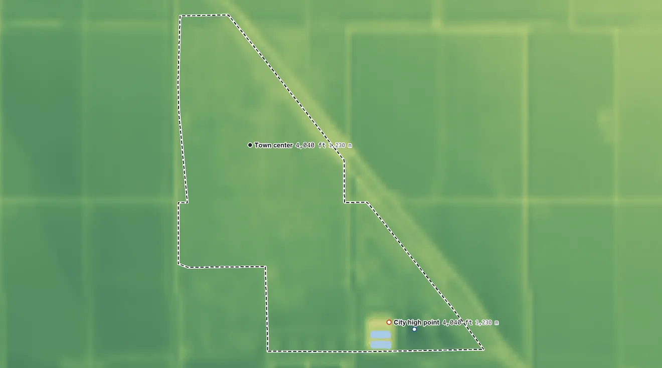 Topographic elevation map of Tulelake, California, shaded from 4,030 ft on the southeast side to 4,040 ft on the southeast side