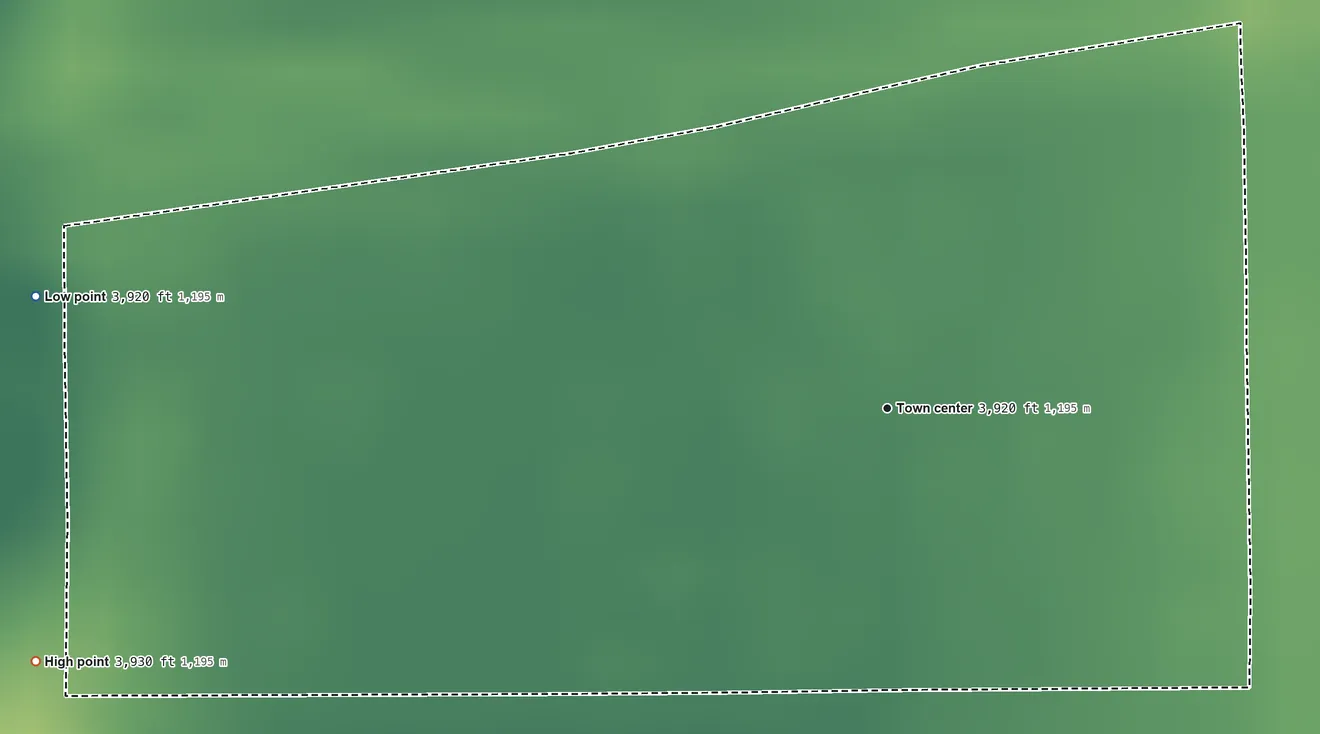 Topographic elevation map of Brandon, Colorado, shaded from 3,920 ft on the west side to 3,930 ft on the west side