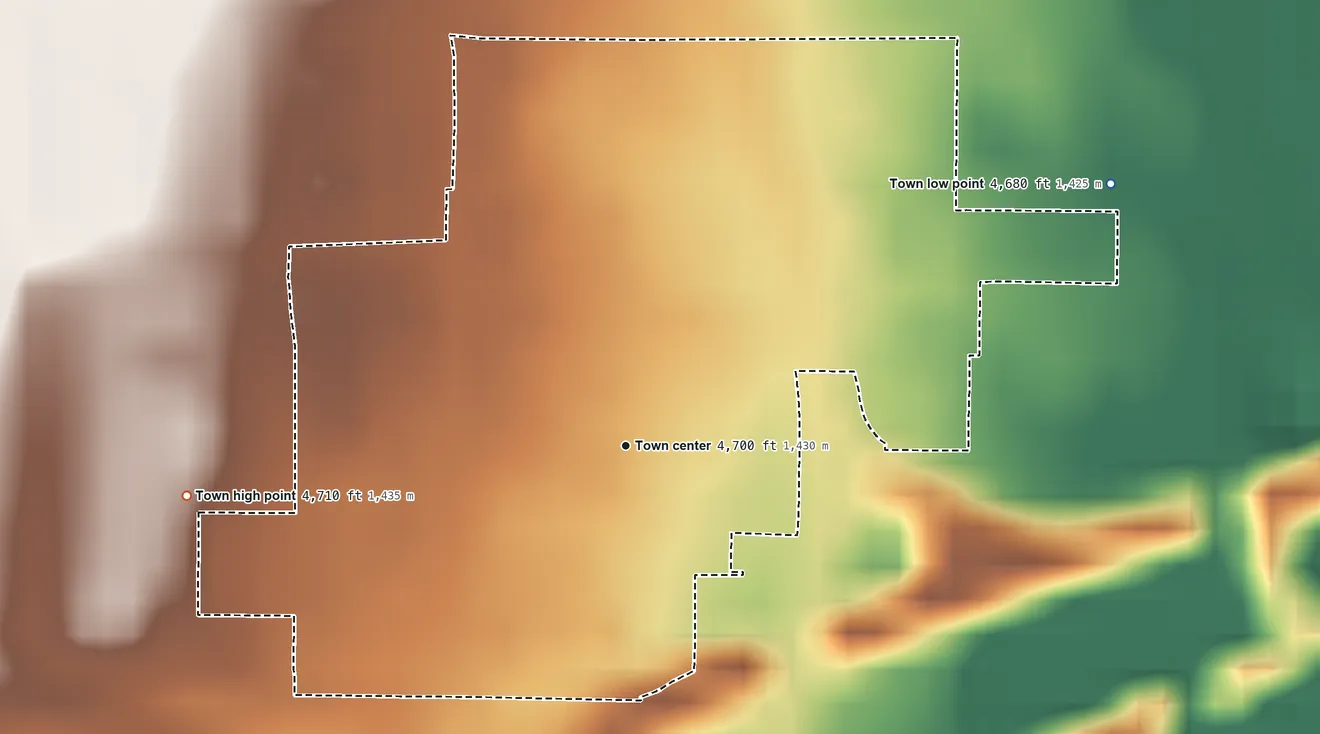 Topographic elevation map of Garden City, Colorado, shaded from 4,680 ft on the northeast side to 4,710 ft on the west side