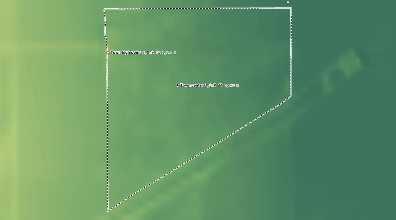 Topographic elevation map of Iliff, Colorado, shaded from 3,830 ft on the northeast side to 3,840 ft on the northwest side