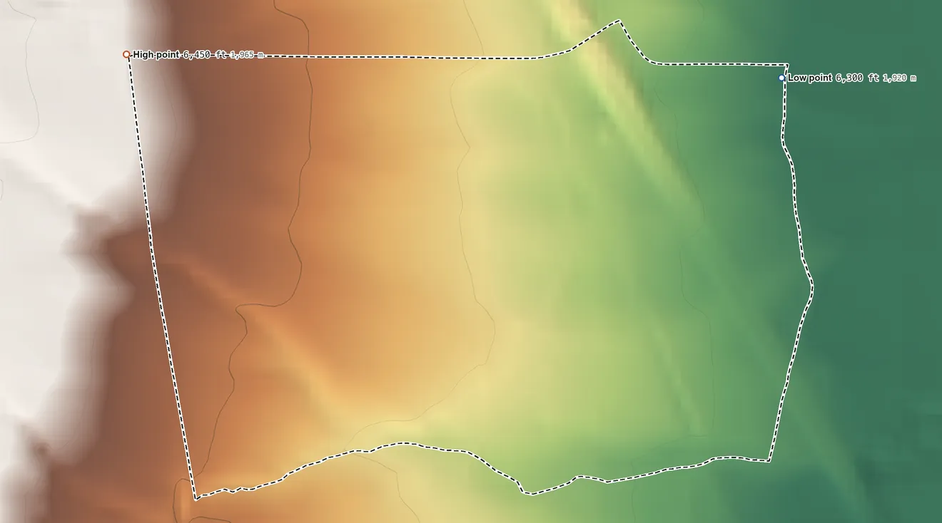 Topographic elevation map of Lynn, Colorado, shaded from 6,300 ft on the east side to 6,450 ft on the northwest edge, below higher ground just outside