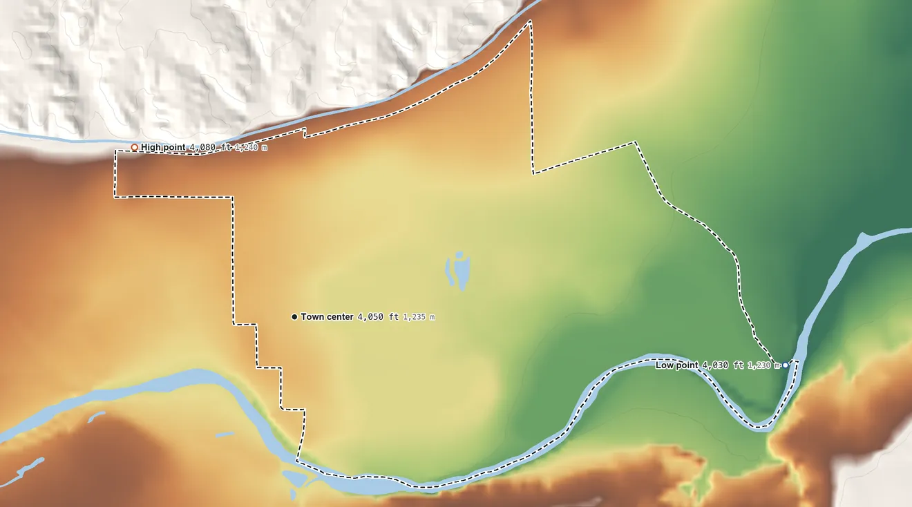 Topographic elevation map of North La Junta, Colorado, shaded from 4,030 ft on the east side to 4,080 ft on the northwest side