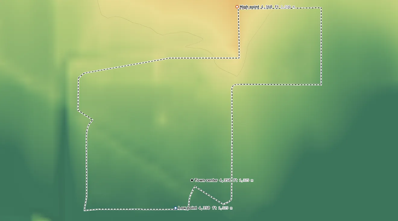 Topographic elevation map of Weldona, Colorado, shaded from 4,350 ft on the southwest side to 4,360 ft on the north side