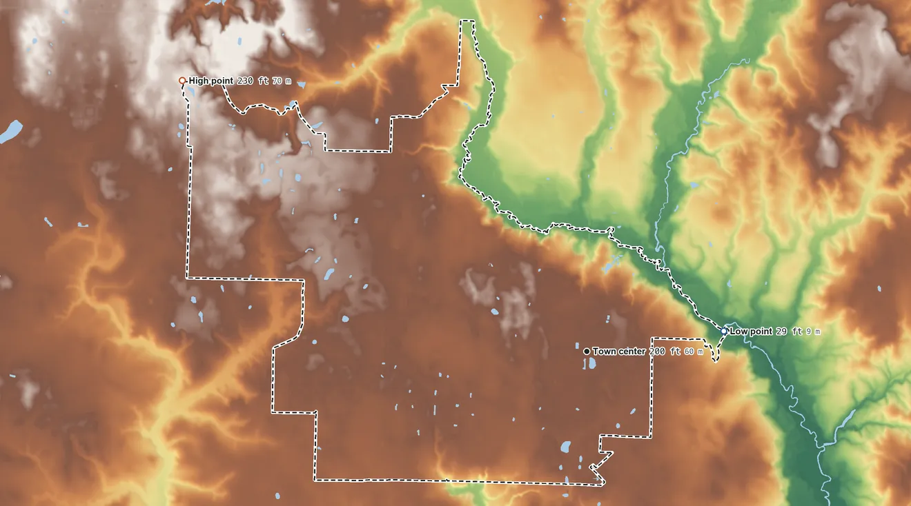 Topographic elevation map of Allentown, Florida, shaded from 29 ft on the east side to 230 ft on the northwest side