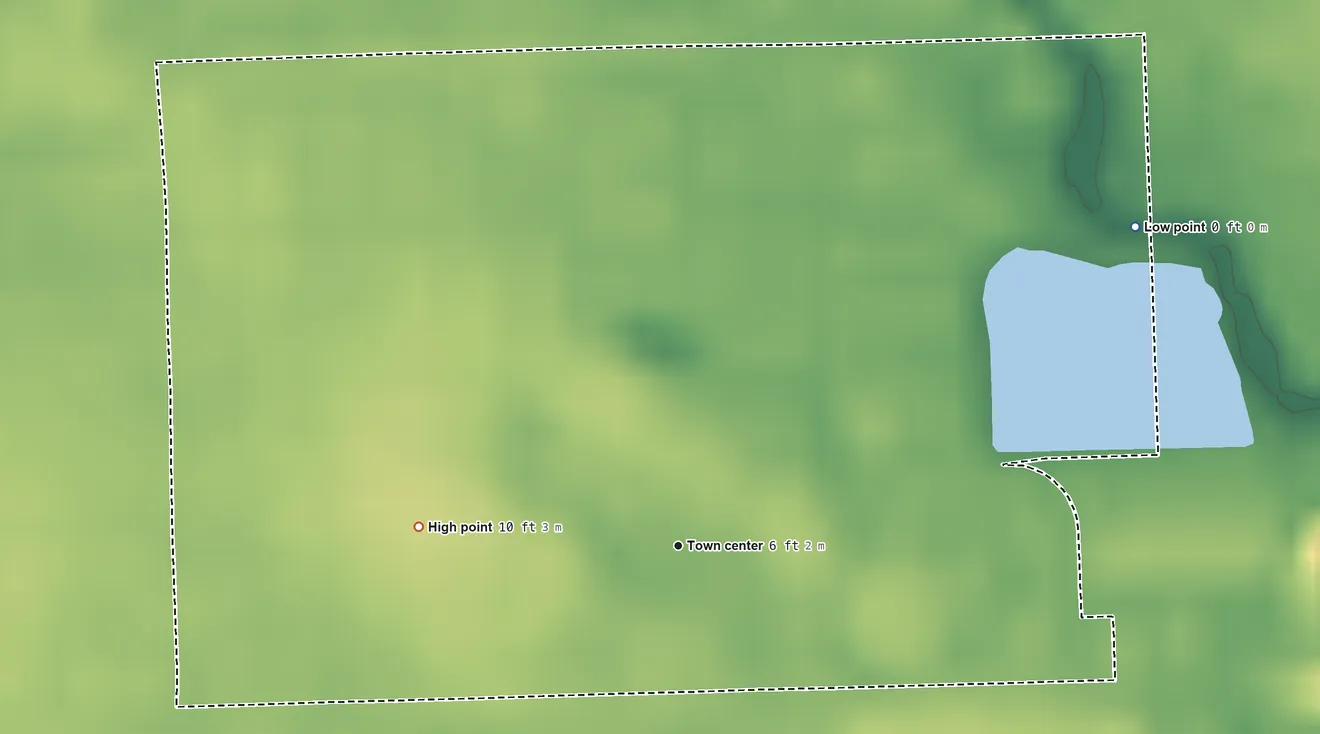 Topographic elevation map of Boulevard Gardens, Florida, shaded from 0 ft on the northeast side to 10 ft on the west side