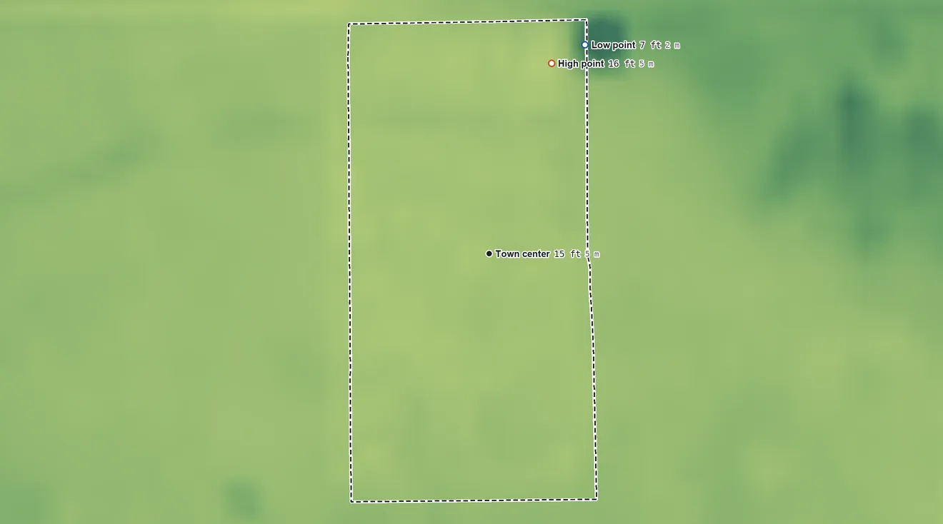 Topographic elevation map of Charleston Park, Florida, shaded from 7 ft on the northeast side to 16 ft on the north side