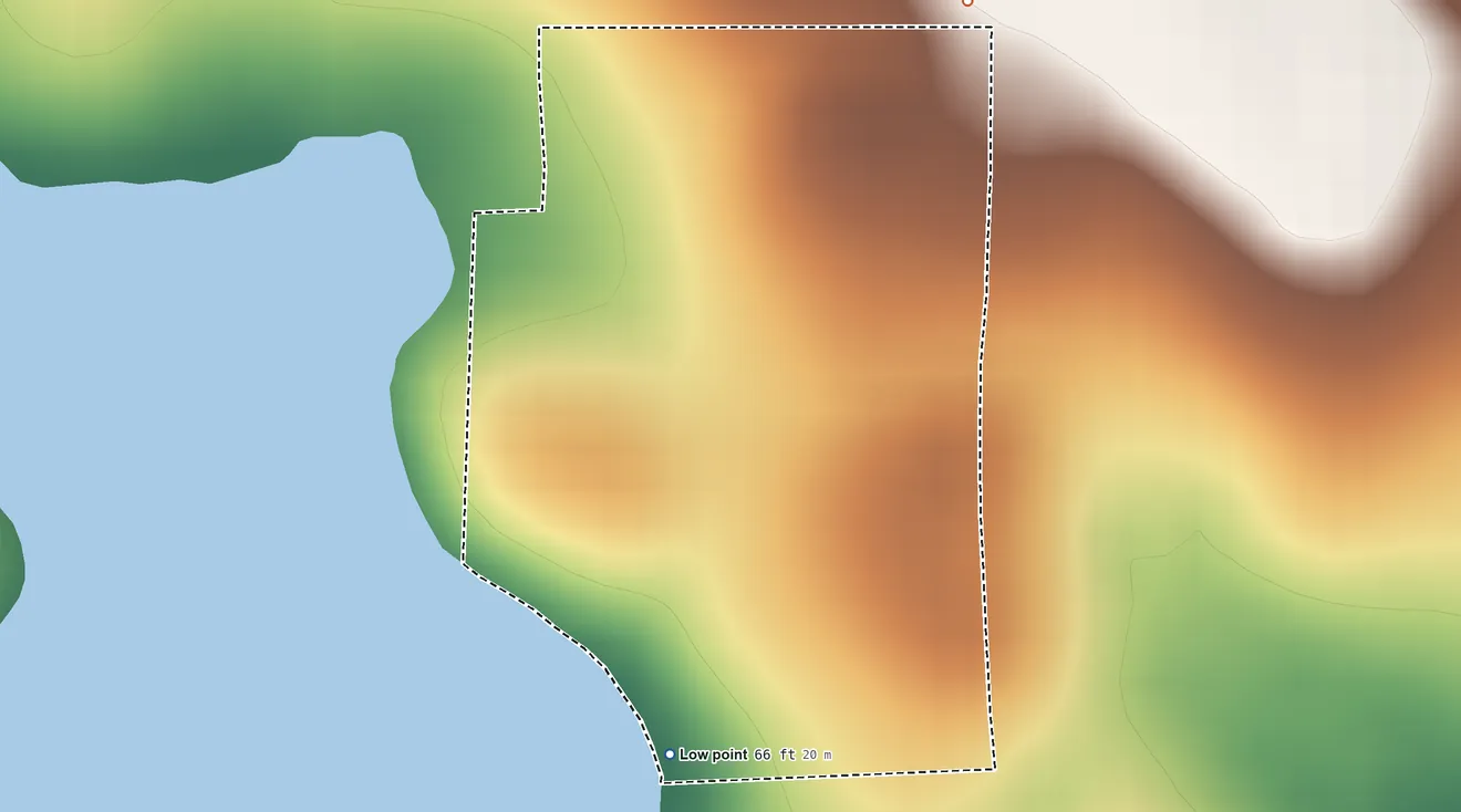 Topographic elevation map of Lake Lindsey, Florida, shaded from 66 ft on the south side to 120 ft on the northeast side