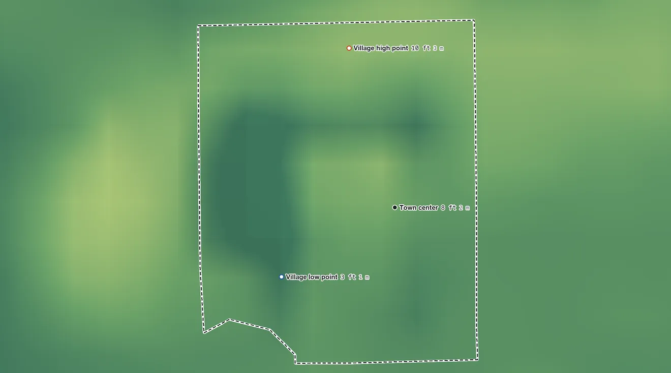 Topographic elevation map of Lazy Lake, Florida, shaded from 3 ft on the southwest side to 10 ft on the north side
