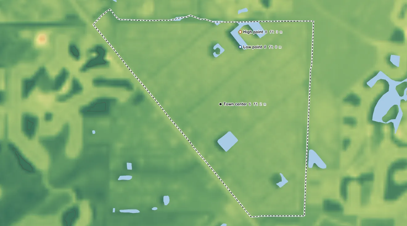 Topographic elevation map of Naples Manor, Florida, shaded from 0 ft on the north side to 8 ft on the north side