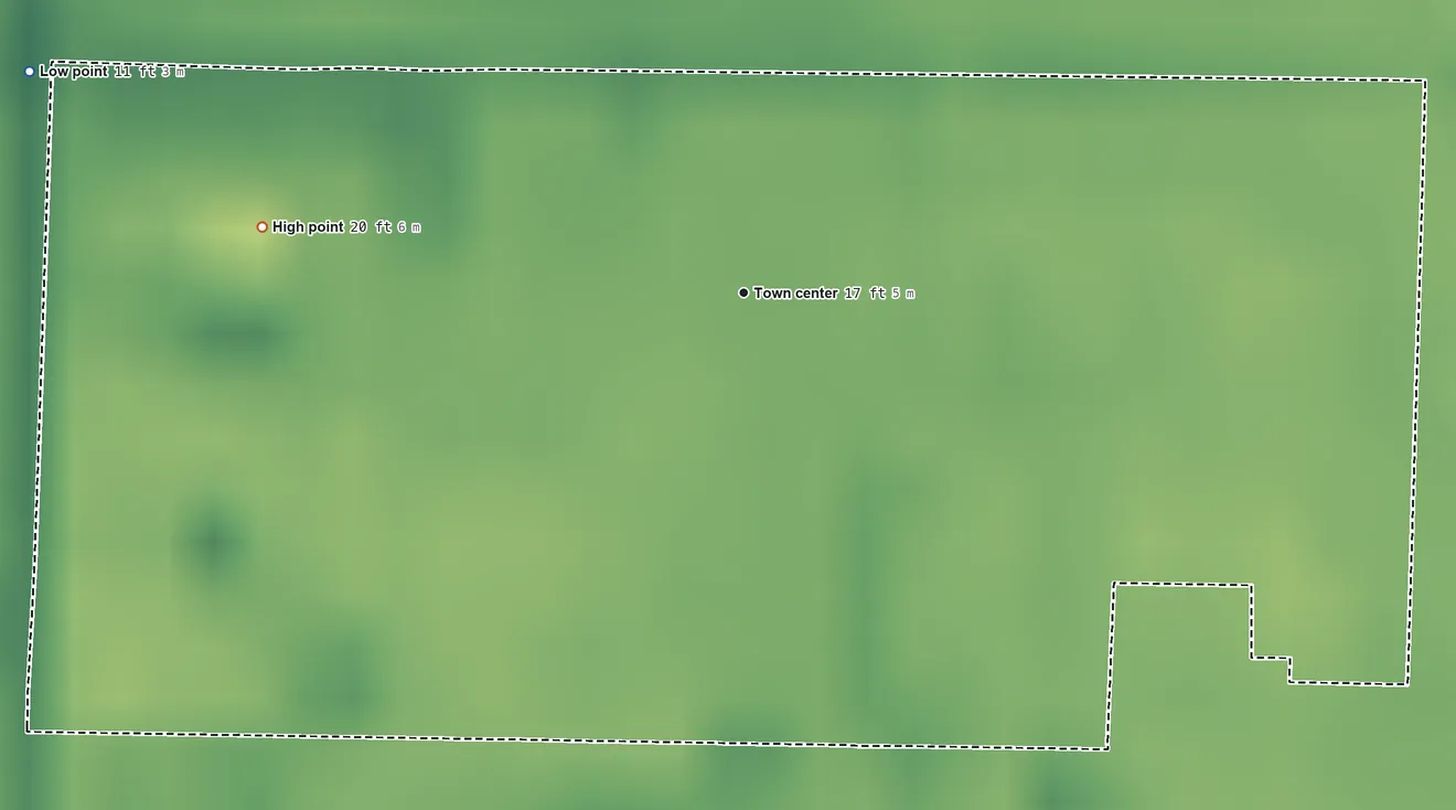 Topographic elevation map of Stacey Street, Florida, shaded from 11 ft on the west side to 20 ft on the west side