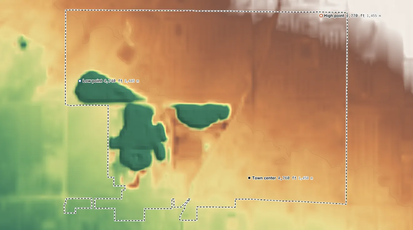 Topographic elevation map of Lincoln, Idaho, shaded from 4,740 ft on the northwest side to 4,770 ft on the northeast side