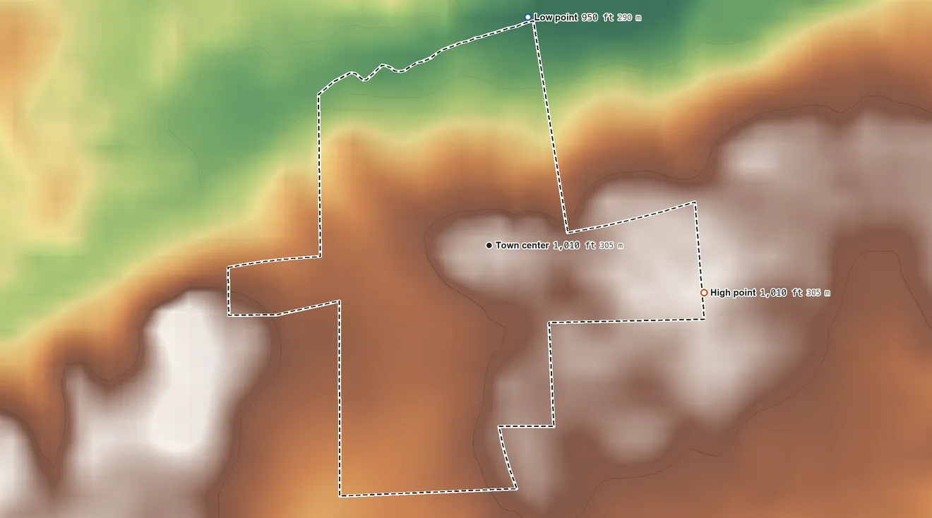 Topographic elevation map of Alden, Illinois, shaded from 950 ft on the north side to 1,010 ft on the east side