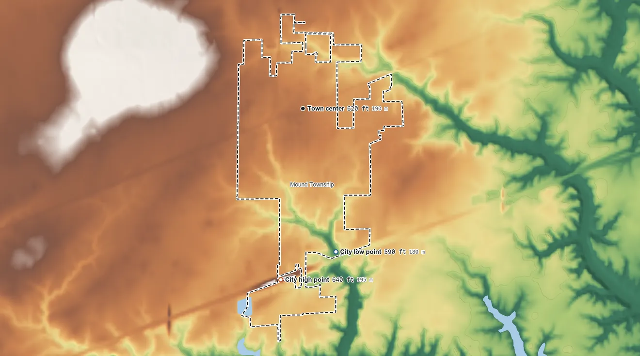 Topographic elevation map of Altamont, Illinois, shaded from 590 ft on the south side to 640 ft on the south side