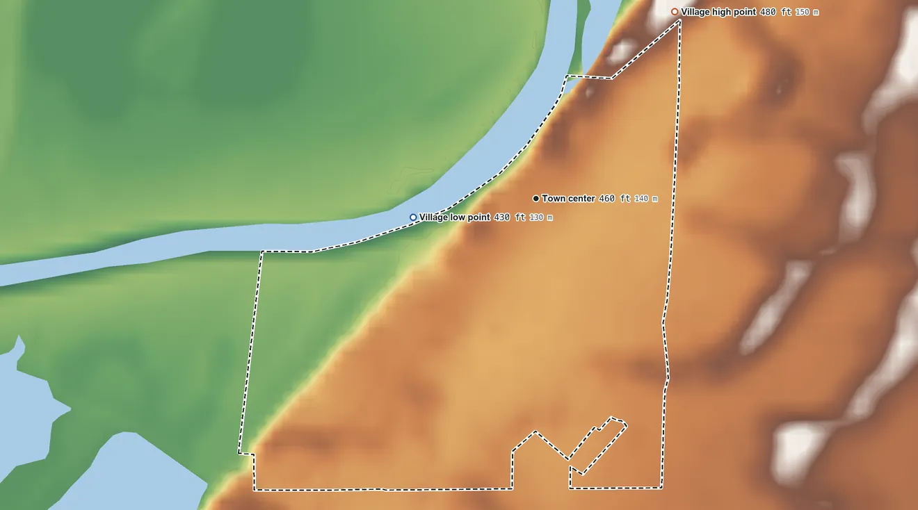 Topographic elevation map of Bath, Illinois, shaded from 430 ft on the west side to 480 ft on the northeast side