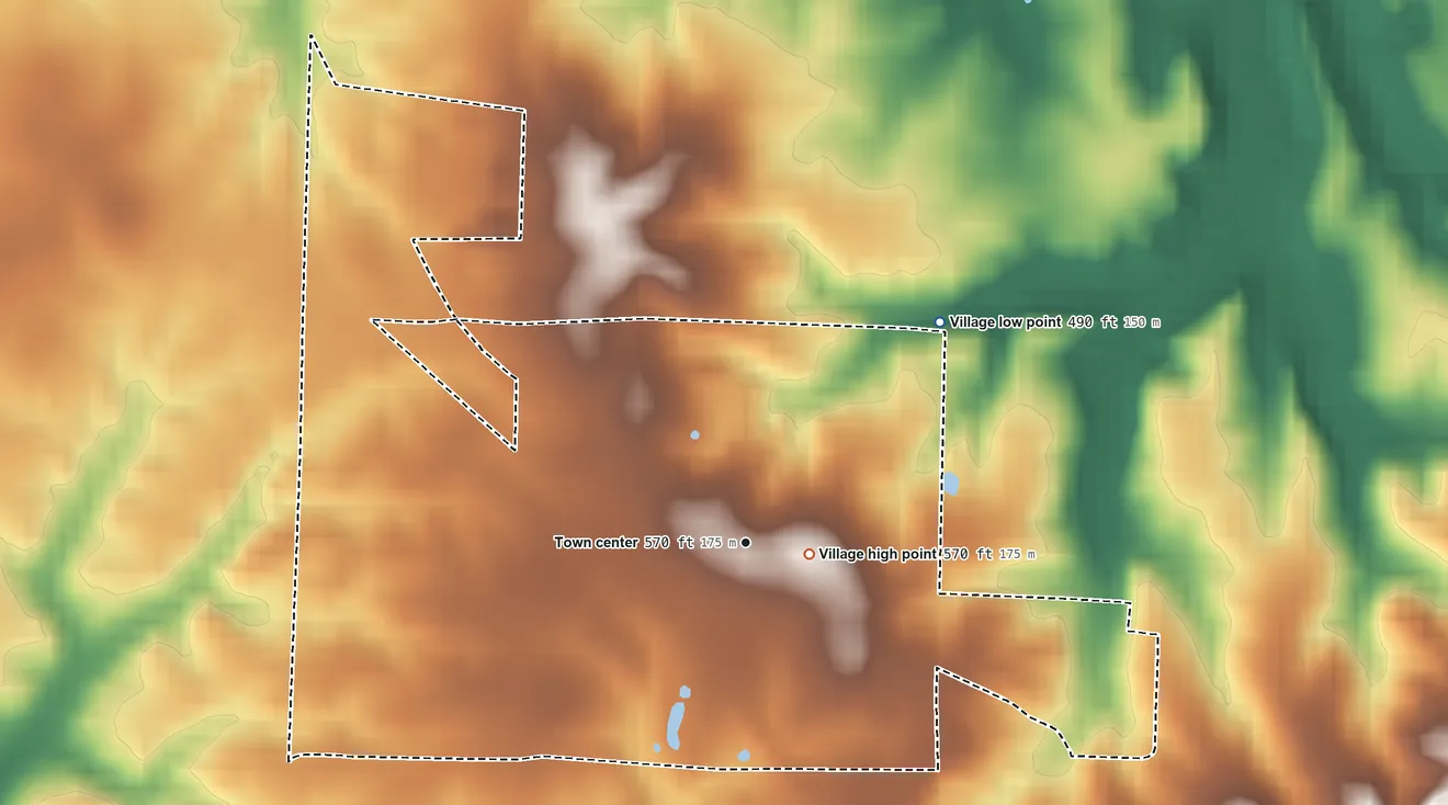 Topographic elevation map of Campbell Hill, Illinois, shaded from 490 ft on the northeast side to 570 ft near the middle