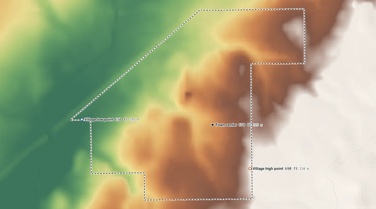 Topographic elevation map of Coalton, Illinois, shaded from 650 ft on the west side to 690 ft on the southeast side