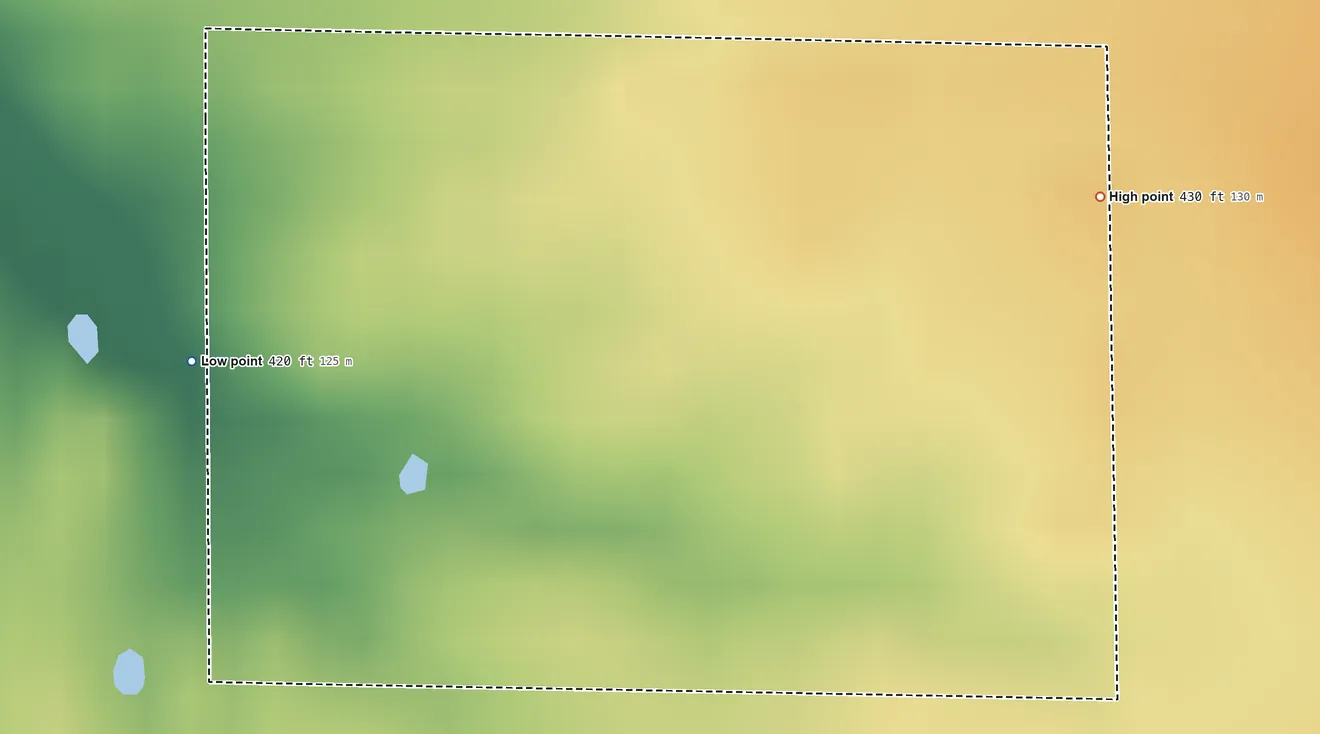 Topographic elevation map of Darmstadt, Illinois, shaded from 420 ft on the west side to 430 ft on the east side