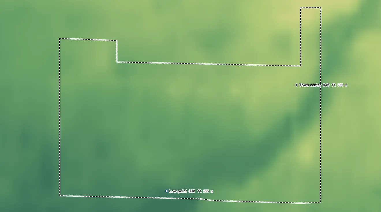 Topographic elevation map of Franklinville, Illinois, shaded from 830 ft on the southwest side to 840 ft on the north side