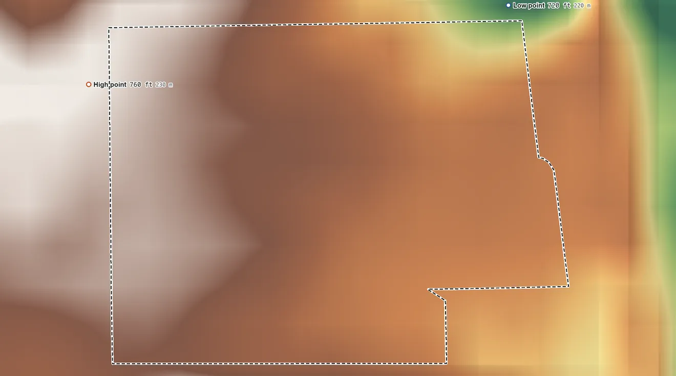 Topographic elevation map of Goodenow, Illinois, shaded from 720 ft on the northeast side to 760 ft on the northwest side
