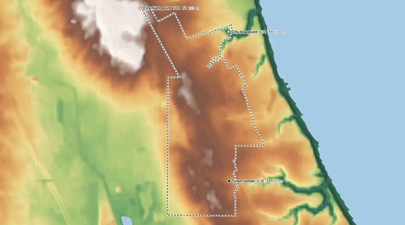 Topographic elevation map of Highwood, Illinois, shaded from 630 ft on the north side to 700 ft on the northwest side