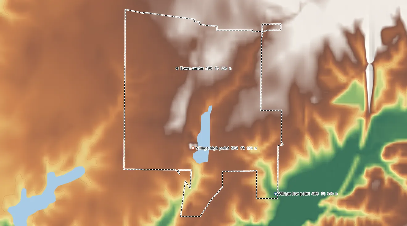 Topographic elevation map of Junction City, Illinois, shaded from 460 ft on the southeast side to 500 ft on the south side