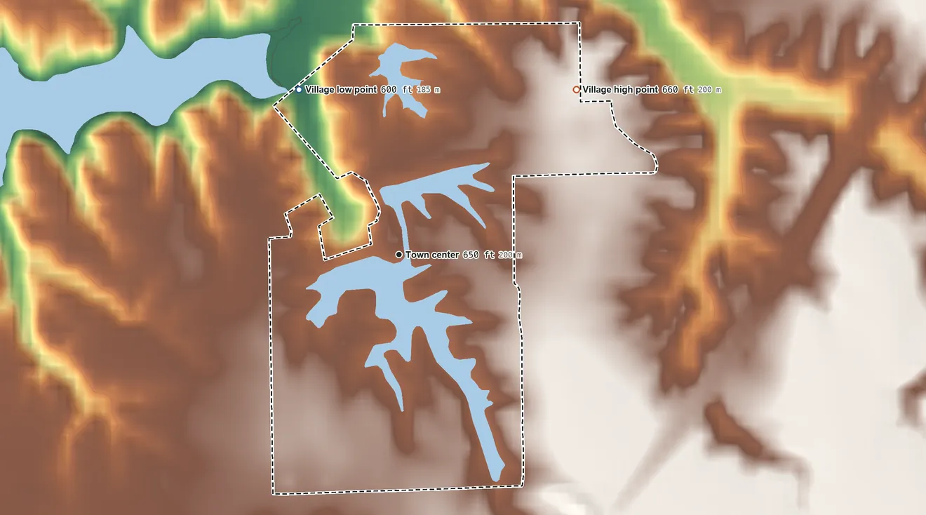 Topographic elevation map of Lake Ka-Ho, Illinois, shaded from 600 ft on the northwest side to 660 ft on the northeast side