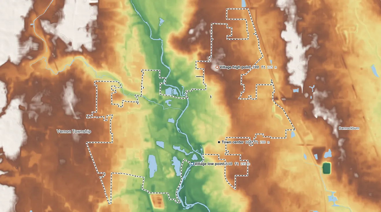 Topographic elevation map of Lincolnshire, Illinois, shaded from 640 ft on the southwest side to 700 ft on the north side