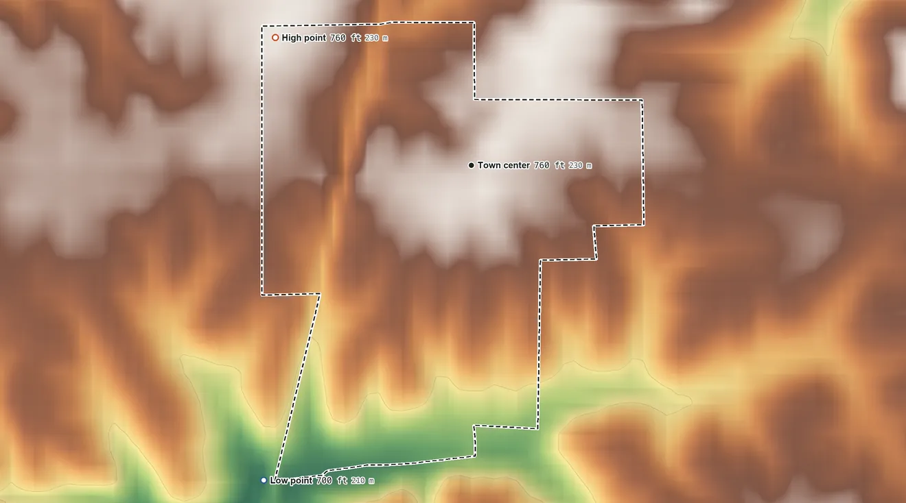 Topographic elevation map of Lynn Center, Illinois, shaded from 700 ft on the southwest side to 760 ft on the northwest side