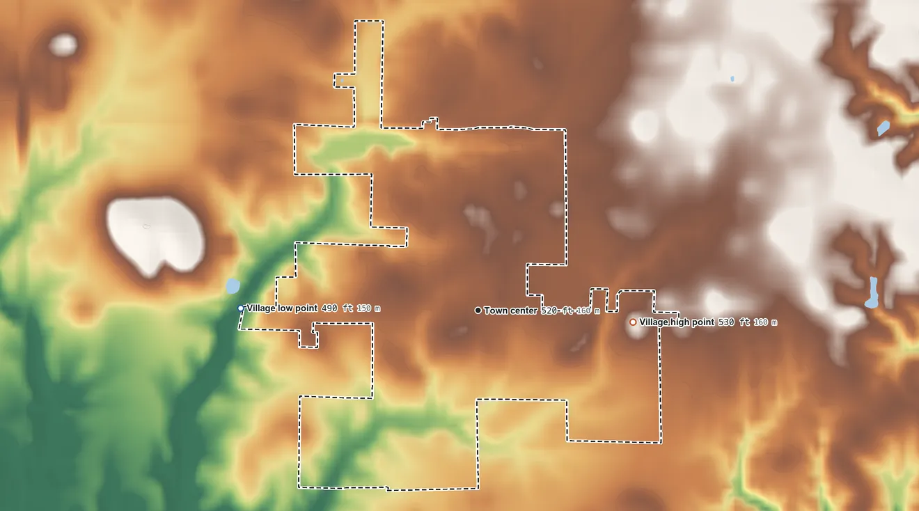 Topographic elevation map of Marine, Illinois, shaded from 490 ft on the west side to 530 ft on the east side