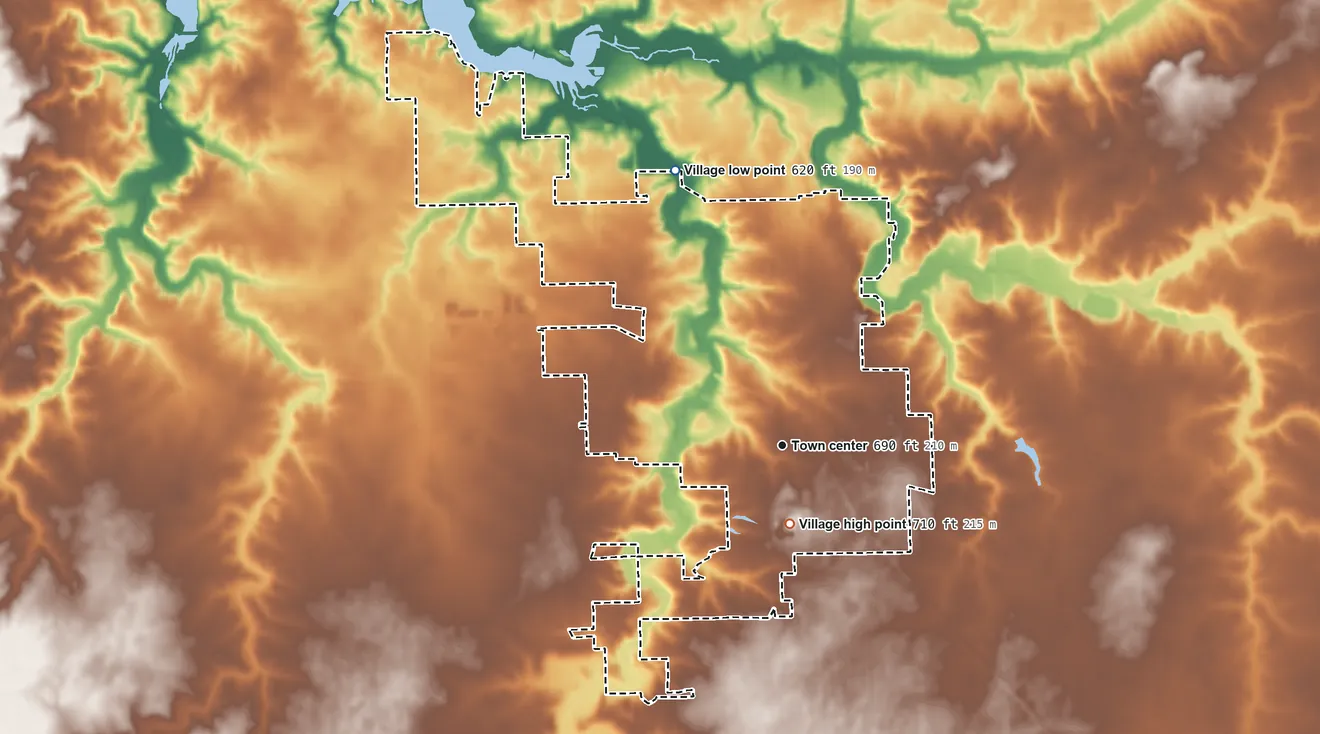 Topographic elevation map of Mount Zion, Illinois, shaded from 620 ft on the north side to 710 ft near the middle