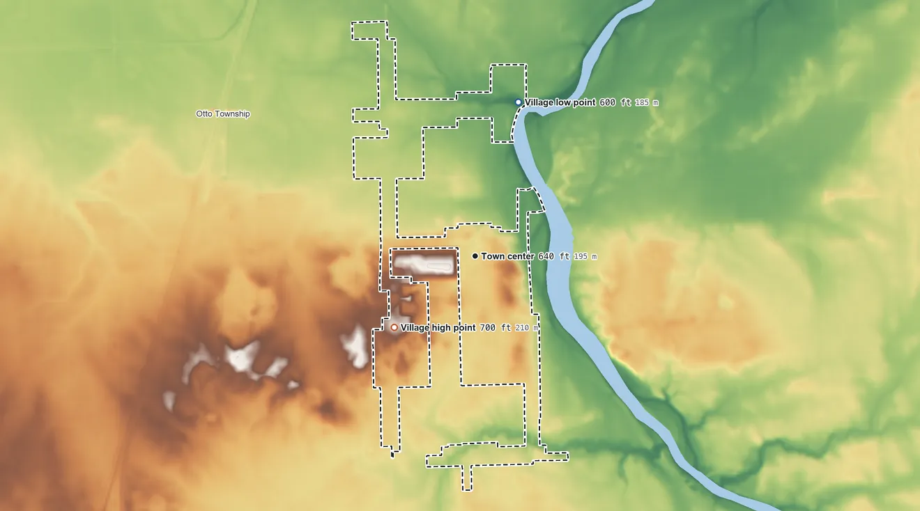 Topographic elevation map of Sammons Point, Illinois, shaded from 600 ft on the north side to 700 ft on the southwest side