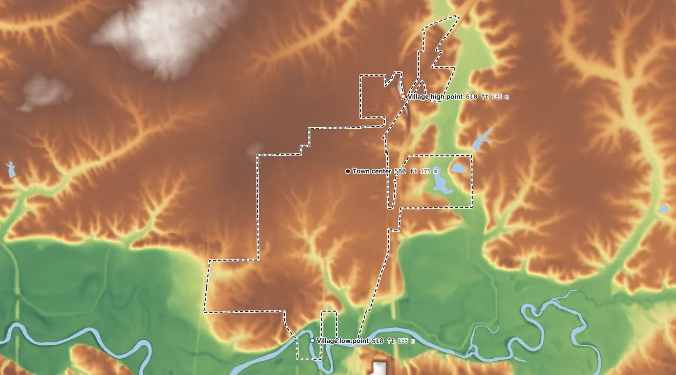 Topographic elevation map of Sherman, Illinois, shaded from 510 ft on the south side to 610 ft on the northeast side