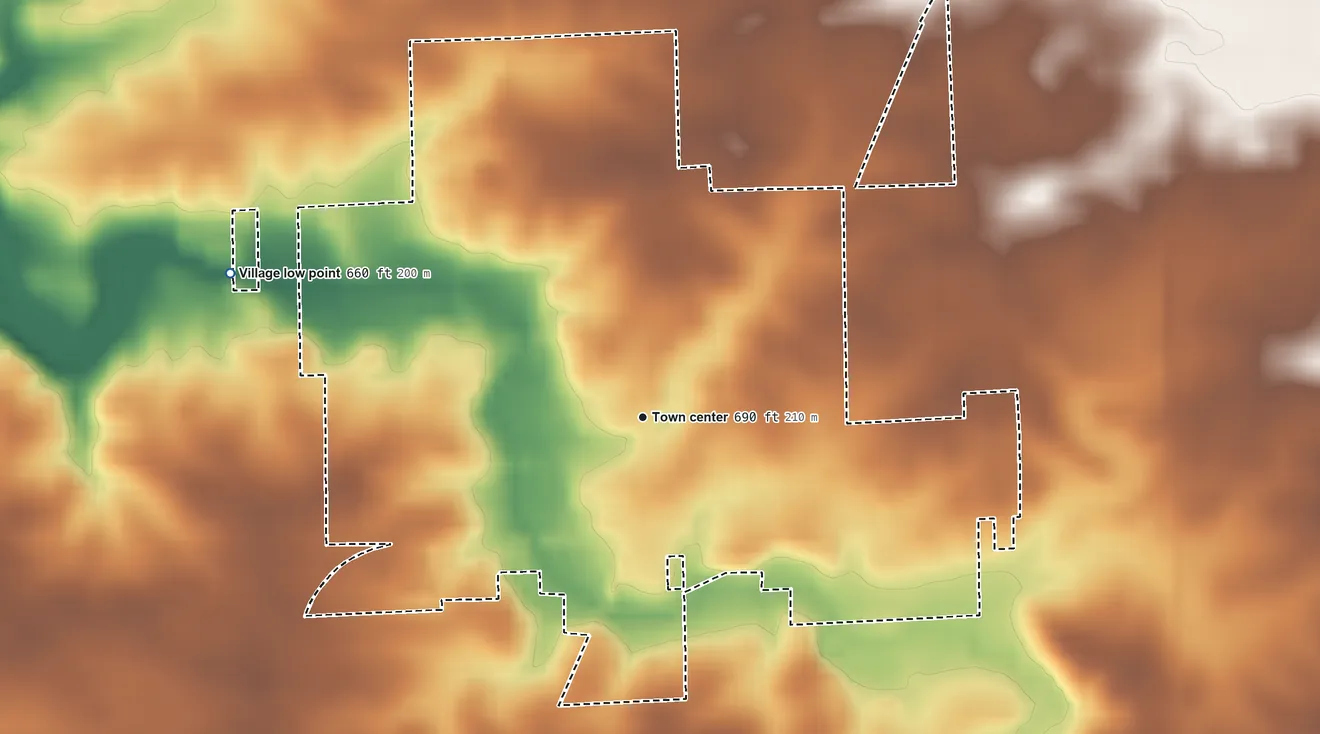Topographic elevation map of Washburn, Illinois, shaded from 660 ft on the west side to 720 ft on the northeast side